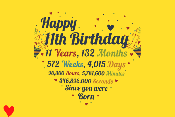 11TH BIRTHDAY Graphics for Crafts