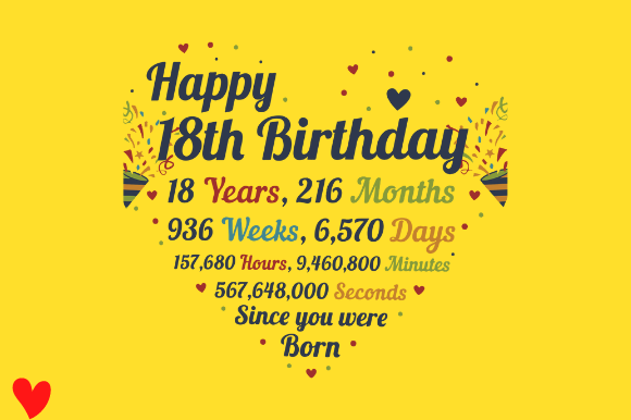 18th Birthday Gifts Wood Heart Graphic