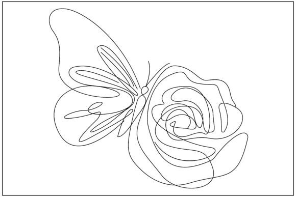 Butterfly Rose Face Line Art: Graphics for Local Business Branding