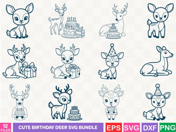 Cute Birthday Deer SVG Bundle