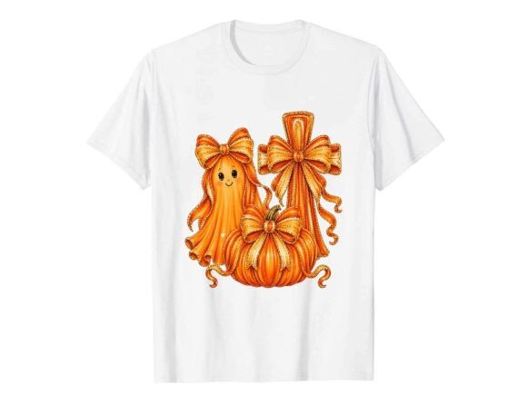 Cute Ghost Pumpkin Fall T-Shirt Graphics