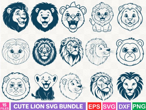 Cute Lion SVG Bundle: Graphics for Creative Publishing