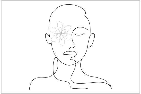 Floral Face Eye Line Art Graphics