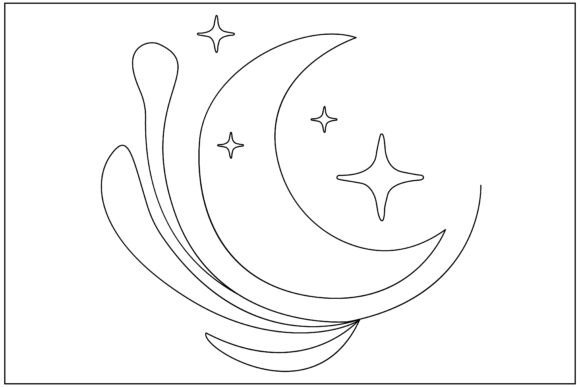 Moon Stars Aura Line Art: Graphics for Creative Branding
