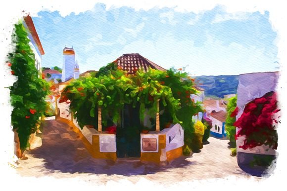 Óbidos Portugal Exquisite Watercolor Illustrations