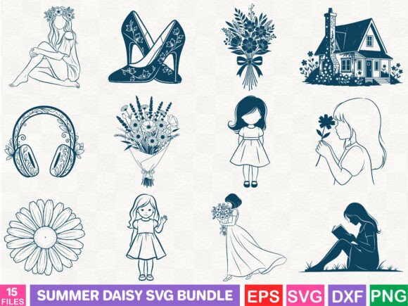 Summer Daisy SVG Bundle: Graphics and Illustrations for Creative Publishing