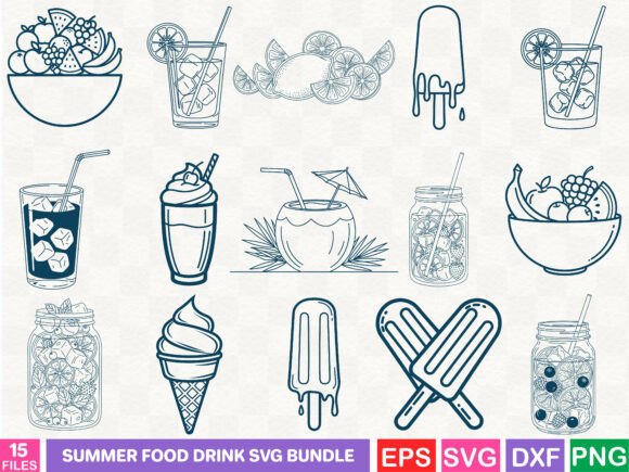 Summer Food Drink SVG Bundle: Graphics and Illustrations for Real Publishing