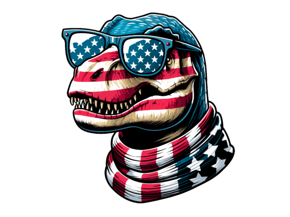 T Rex 4th of July USA Flag T-Shirt Graphics
