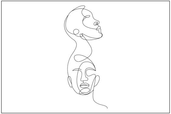 Two Faces Minimal Line Art Graphics and Illustrations